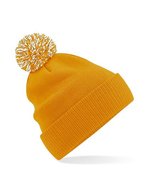 Beechfield Snowstar Beanie mit buntem Bommel, Black/White One Size, CB450 – Mustard/Off White