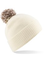 Beechfield Snowstar Beanie mit buntem Bommel, Black/White One Size, CB450 – Off White/Mocha
