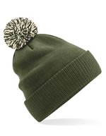 Beechfield Snowstar Beanie mit buntem Bommel, Black/White One Size, CB450 – Olive Green/Oatmeal