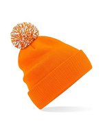 Beechfield Snowstar Beanie mit buntem Bommel, Black/White One Size, CB450 – Orange/White