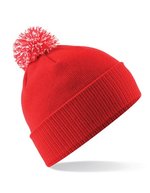 Beechfield Junior Snowstar® Beanie mit Bommel – Bright Red/Off White