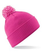 Beechfield Junior Snowstar® Beanie mit Bommel – Fuchsia/Off White