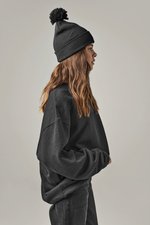 Beechfield Bio-Baumwoll Beanie mit Bommel, Black One Size, CB450N – Bild 1
