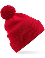 Beechfield Bio-Baumwoll Beanie mit Bommel, Black One Size, CB450N – Classic Red