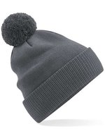 Beechfield Bio-Baumwoll Beanie mit Bommel, Black One Size, CB450N – Graphite Grey