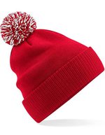 Beechfield Recycelte Snowstar Beanie mit Bommel – Classic Red/White