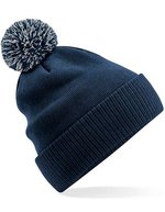 Beechfield Recycelte Snowstar Beanie mit Bommel – French Navy/Light Grey