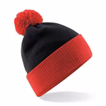 Beechfield Snowstar® Berretto a maglia bicolore con pompom, Black/Bright Royal One Size, CB451 – immagine 3