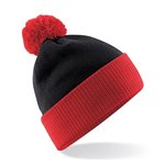 Beechfield Snowstar® Two-Tone Strickmütze mit Bommel, Black/Bright Royal One Size, CB451 – Bild 3