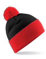 Beechfield Snowstar® Two-Tone Strickmütze mit Bommel – Black/Bright Red
