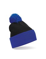 Beechfield Snowstar® Two-Tone Strickmütze mit Bommel – Black/Bright Royal