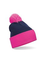 Beechfield Snowstar® Two-Tone Strickmütze mit Bommel – French Navy/Fuchsia