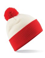 Beechfield Snowstar® Two-Tone Strickmütze mit Bommel – Off White/Bright Red