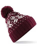 Beechfield Fair Isle Snowstar® Beanie mit Umschlag, Black/White One Size, CB456 – Borgogna/Bianco