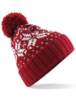 Beechfield Fair Isle Snowstar® Beanie mit Umschlag, Black/White One Size, CB456 – Classico Rosso/Bianco