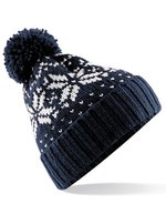 Beechfield Fair Isle Snowstar® Beanie mit Umschlag, Black/White One Size, CB456 – Blu navy francese/Bianco