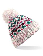 Beechfield Blizzard Bobble Beanie mit geometrischem Muster, Forager Fusion One Size, CB458 – Sherbet Dip