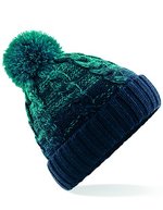 Beechfield Ombré Beanie mit Umschlag und Bommel, Black/Light Grey One Size, CB459 – Teal/French Navy