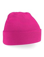 Beechfield Junior Beanie mit Umschlag, 100% Acryl, Black One Size, CB45b – Fucsia
