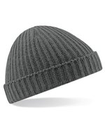 Beechfield Trawler Beanie mit Umschlag, Black One Size, CB460 – Fumee Gris