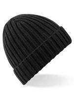 Beechfield Chunky Grobstrickmütze mit Umschlag – Black