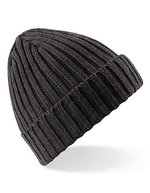 Beechfield Chunky Grobstrickmütze mit Umschlag – Charcoal
