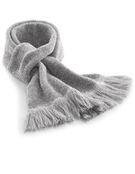 Beechfield Doppellagiger Strickschal mit Fransen – Heather Grey