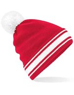 Beechfield Beanie mit abnehmbarem Bommel – Classic Red/White