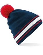 Beechfield Beanie mit abnehmbarem Bommel, Black/Classic Red One Size, CB472 – French Navy/Classic Red/White