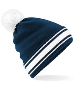 Beechfield Beanie mit abnehmbarem Bommel, Black/Classic Red One Size, CB472 – Blu navy francese/Bianco