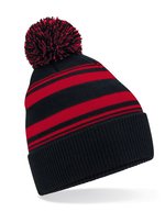 Beechfield Gestreifte Beanie aus Recycling-Polyester – Black/Classic Red