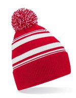 Beechfield Gestreifte Beanie aus Recycling-Polyester – Classic Red/White
