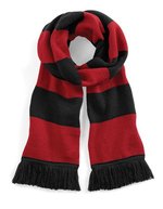 Beechfield Doppellagiger Strickschal mit Fransen – Black/Classic Red