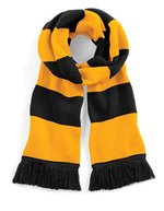 Beechfield Doppellagiger Strickschal mit Fransen – Black/Gold