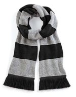 Beechfield Doppellagiger Strickschal mit Fransen – Black/Heather Grey