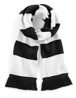 Beechfield Doppellagiger Strickschal mit Fransen – Black/White