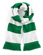 Beechfield Doppellagiger Strickschal mit Fransen – Kelly Green/White
