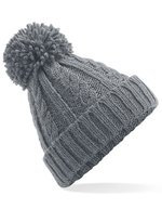 Melange Mütze mit Zopfmuster – Light Grey