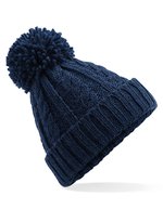 Melange Mütze mit Zopfmuster – Navy
