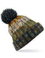 Beechfield Corkscrew Pom Pom Beanie mit Umschlag, Electric Grey One Size, CB486 – Autunno Muschio