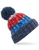 Beechfield Corkscrew Pom Pom Beanie mit Umschlag, Electric Grey One Size, CB486 – Chilli Blues