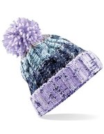 Beechfield Corkscrew Pom Pom Beanie mit Umschlag, Electric Grey One Size, CB486 – Lavanda Fizz
