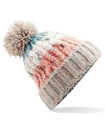 Beechfield Corkscrew Pom Pom Beanie mit Umschlag, Electric Grey One Size, CB486 – Milkshake Mix