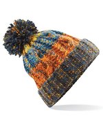 Beechfield Corkscrew Pom Pom Beanie mit Umschlag, Electric Grey One Size, CB486 – Retro Blues