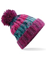 Beechfield Corkscrew Pom Pom Beanie mit Umschlag, Electric Grey One Size, CB486 – Inverno Berries