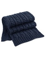 Cable Knit Melange Scarf – Navy