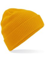 Beechfield Bio-Baumwollmütze mit Umschlag, Black One Size, CB50 – Mustard