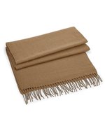 Beechfield Klassischer Oversized-Gewebter Schal mit Fransen – Biscuit