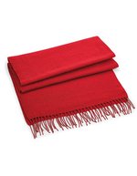 Beechfield Klassischer Oversized-Gewebter Schal mit Fransen, Almond 186 x 47 cm, CB500 – Classic Red
