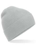 Beechfield Bio-Baumwoll Feinstrick Beanie mit Umschlag, Black One Size, CB51N – Light Grey